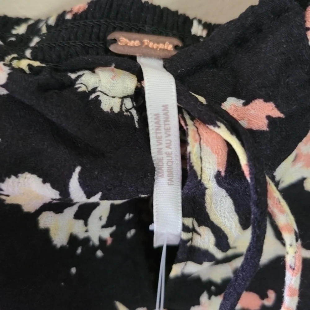 Free People‎ Hilary Printed Top Black Combo NWT